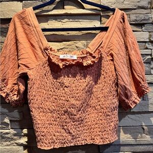 Free People Oh Hey Hey Women Crop Top Size XL Copr Short Sleeve New